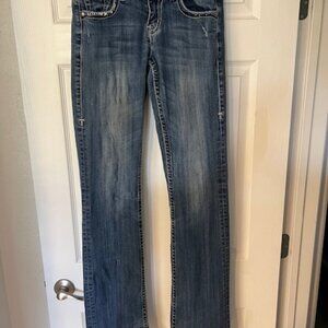 Cowgirl Tuff Co. Boot Cut Blue Denim Distressed Jeans